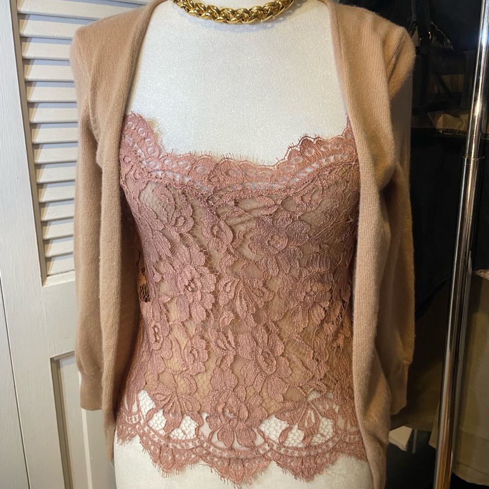 Dolce & Gabbana Tan Knitwear & Lace Top Pale Nude Pink & Tan - Picture 10 of 12